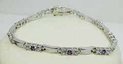 Pretty Sterling Amethyst & Cubic Zirconia Bracelet