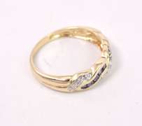 Brilliant Sapphire and Diamond Band in 14K Yellow Gold