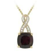 18K Gold over Sterling Silver 6.1ct TGW Garnet & Diamond Accent Square Twist Pendant