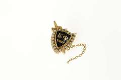 10K Yellow Gold Kappa Phi Christian Sorority Pearl Lapel Pin/Brooch
