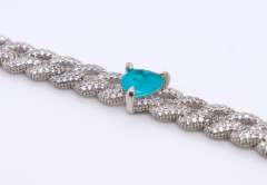 Heart Shaped Cubic Zirconia Streling Silver Bracelet