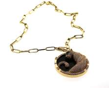 Glamorous 14k Gold Panther Necklace Handmade in Italy