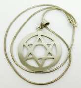 Vintage Large Sterling Star of David Pendant & Chain