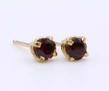 Lovely Yellow Gold Red Stone Stud Earrings