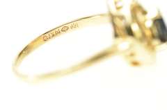 14K Yellow Gold Pear Sapphire Diamond Accent Cluster Ring