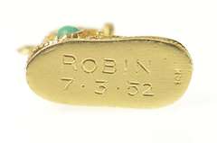 14K Yellow Gold 1950's Turquoise Ruby Baby Shoe Bootie Charm/Pendant