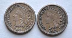 2 1863 CN Indian Head Cents