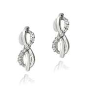 Sterling Silver 1/2ct Created White Sapphire Infinity Swirl Stud Earrings