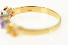 14K Yellow Gold Amethyst Citrine Diamond Garnet Band Ring