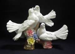 Trio of Love Birds 12inc Porcelain