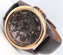 Bulova Sutton Classic Automatic Skeleton Dial Brown Leather Watch