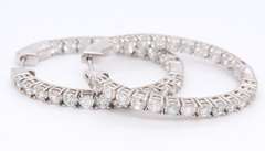 925 Sterling Silver oval CZ Hoop Earrings