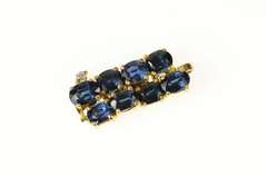 14K Yellow Gold Natural Sapphire Diamond Accent Bar Drop Pendant