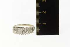 18K White Gold 0.90 Ctw Retro Cluster Diamond Wedding Band Ring