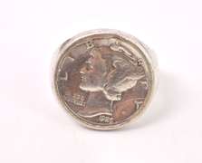 Mercury Dime Ring in Sterling Silver