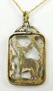 Antique Gold Filled Stag Pendant & Chain