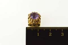 14K Yellow Gold 3D Amethyst Squared Slide Bracelet Charm/Pendant