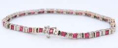 Sparkling Ruby and Diamond White Gold Bracelet