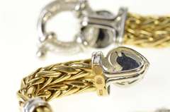 14K Yellow Gold Two Tone Lapis Lazuli Heart Wheat Chain Bracelet