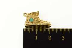14K Yellow Gold 1950's Turquoise Ruby Baby Shoe Bootie Charm/Pendant