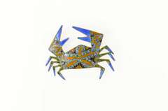 Sterling Silver Blue & Orange Enamel Crab Zodiac Cancer Pin/Brooch