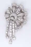 Eyecatching Platinum 14.13ctw Diamond Brooch w Silver Pendant Finding