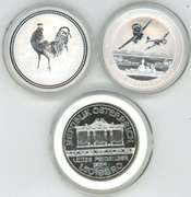 3 Diff. Special 1 Troy oz pure silver coins in custom capsules