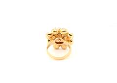 Fantastic 18kt Yellow Gold Citrine and Diamond Flower Style Ring