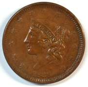 Exceptional Choice Brown Unc 1838 Braided Hair Large Cent