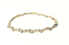 10K Yellow Gold 0.67 Ctw Two Tone Diamond Wavy Tennis Bracelet