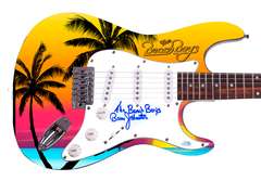 Bruce Johnston Beach Boys Autographed Signed Graphics Photo Guitar Palm Trees ACOA