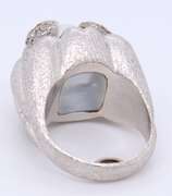 Attractive White Gold Pearl and Pave Diamond Dome Ring