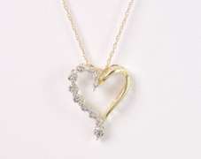 Delicate Diamond Heart Necklace in 14K Yellow Gold
