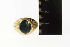 10K Yellow Gold Retro Oval Bloodstone Ornate Statement Ring