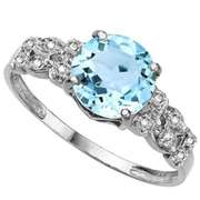 1.63 CT BABY SWISS BLUE TOPAZ & DIAMOND 925 STERLING SILVER RING