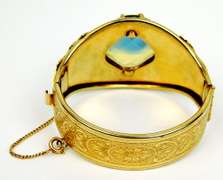 Vintage Signed Designer Bangle with Huge Glass Stone