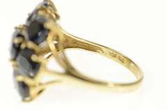 10K Yellow Gold Oval Natural Deep Navy Blue Sapphire Cluster Ring