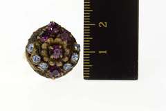 14K Yellow Gold Arts & Crafts Sim. Amethyst Floral Cocktail Ring