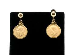 Mexico 2 1/2 Pesos 1945 Miguel Hidalgo Gold Coin Earrings