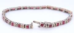 Sparkling Ruby and Diamond White Gold Bracelet