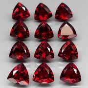 Premium 11.05ct trillion cut cherry red Garnet set