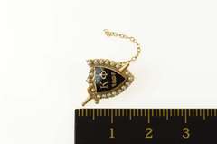 10K Yellow Gold Kappa Phi Christian Sorority Pearl Lapel Pin/Brooch