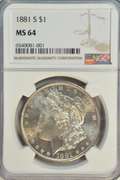 Gorgeous near Gem BU 1881-S Morgan Silver Dollar. NGC MS64