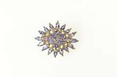 14K Yellow Gold Tanzanite Marquise Round Cluster Statement Pendant