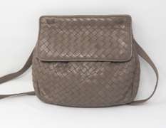 Bottega Veneta Clutch Intrecciato Woven Taupe Leather Purse