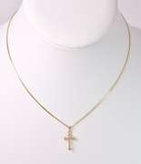 Petite Cross Pendant Necklace in 14K Yellow Gold