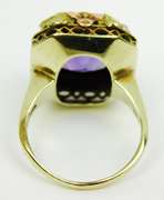Exquisite Antique 14K Amethyst & Seed Pearls Ring, 6