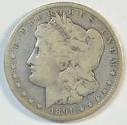 Key date 1891-CC Morgan Silver Dollar in circ
