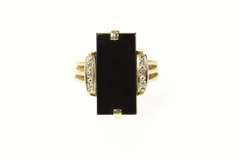 14K Yellow Gold Retro Black Onyx Diamond Accent Statement Ring