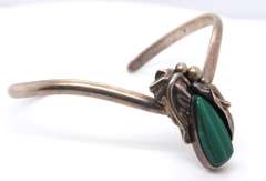 Sterling Silver Malachite Cuff Bangle Bracelet